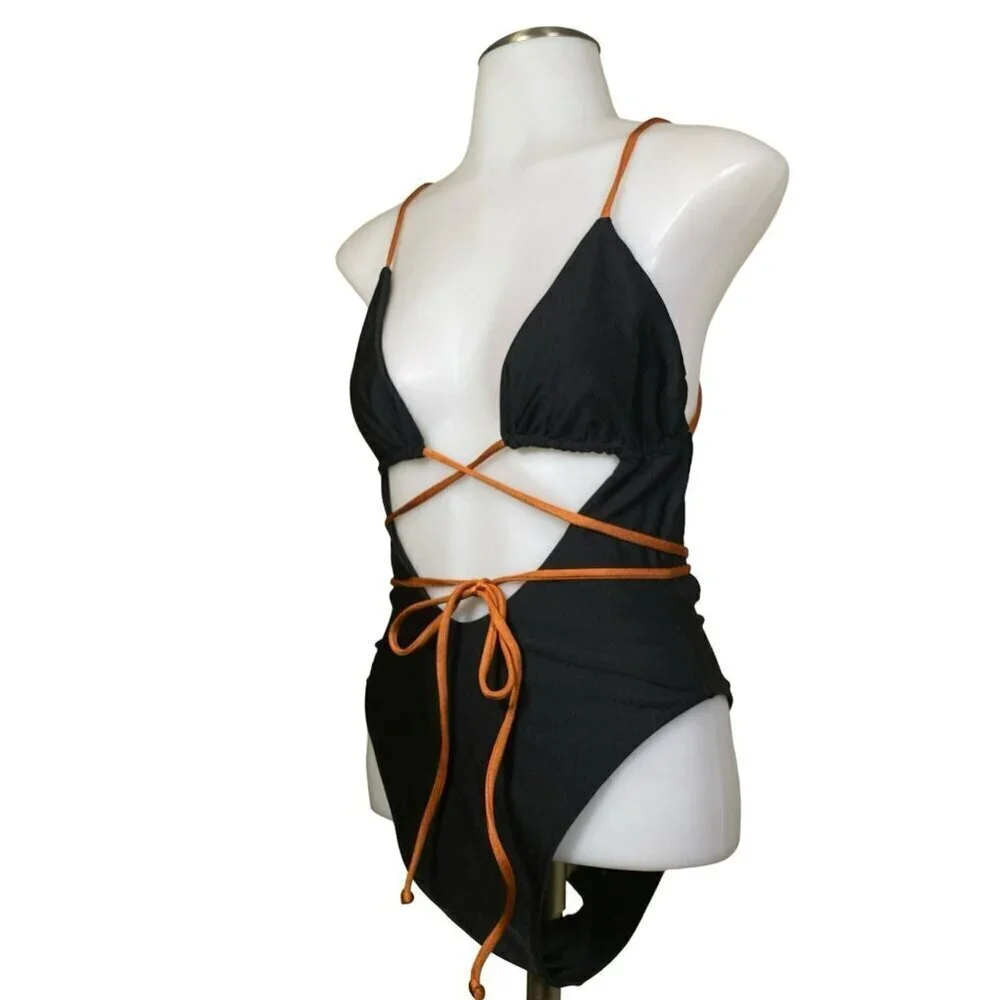 Camila Coelho Angelo One Piece in Black & Camel